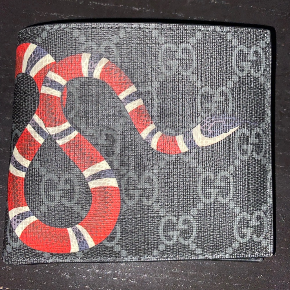 Mens snake print Gucci wallet